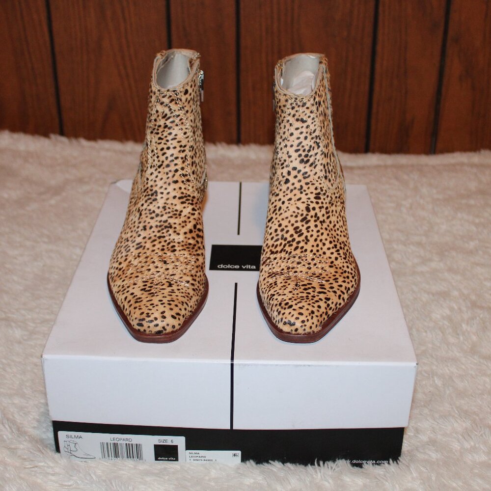 Dolce Vita Leopard Calf Hair Western Bootie Size 6